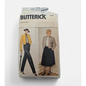 BUTTERICK 4712 Vintage 1980s Misses Jacket Skirt Pants Pattern 8-16 UNCUT